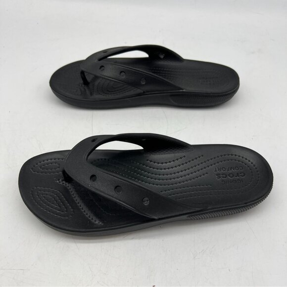 Crocs Classic Platform Flip Flop Slippers Unisex Size 6/8 Black Iconic Comfort - Picture 3 of 7